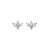 Half-flower diamond stud earrings